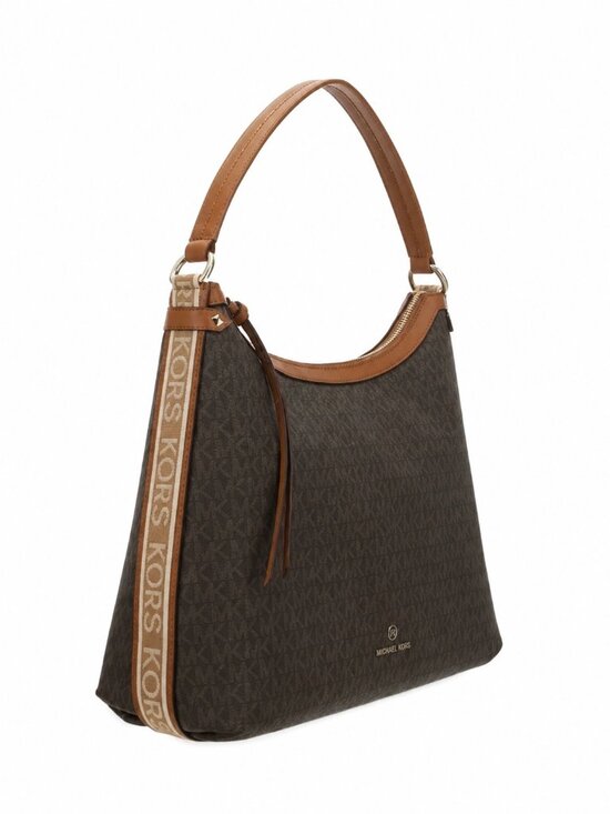 Michael Kors Handbags - NWT Michael Kors Maeve Logo Large Brown Hobo Tote Shoulder Bag Tan Lining